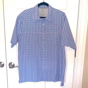 Blue & White Plaid Short Sleeve Button Down